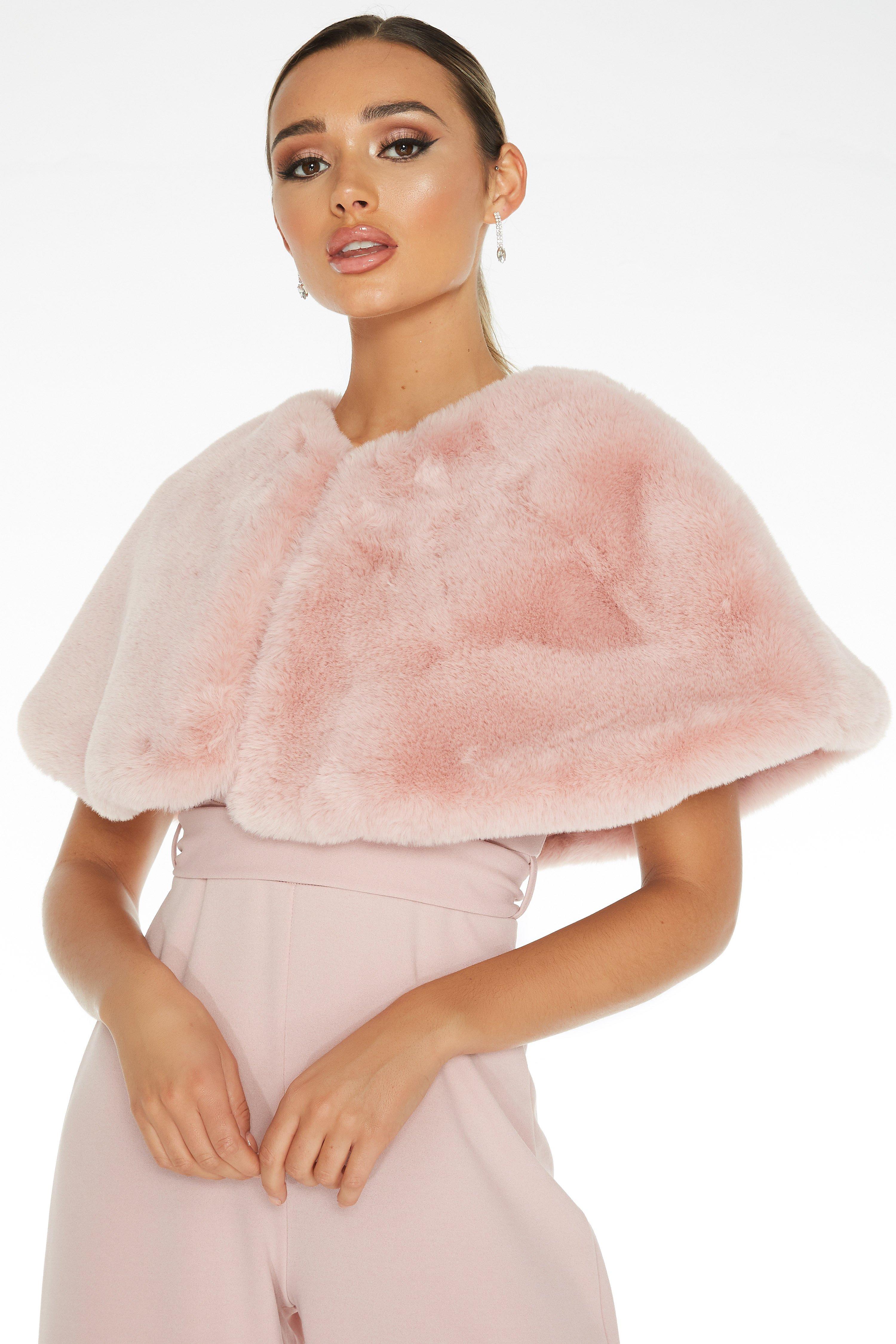 Pink Faux Fur Wrap - Quiz Clothing